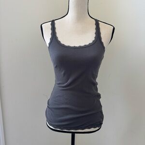 Arizona Top Juniors Small Y2K Cami Lace Trim Gothic Gray Lace Trim Tank Feminine